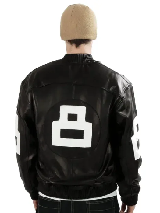 David Puddy Black Seinfeld 8 Ball Jacket Back