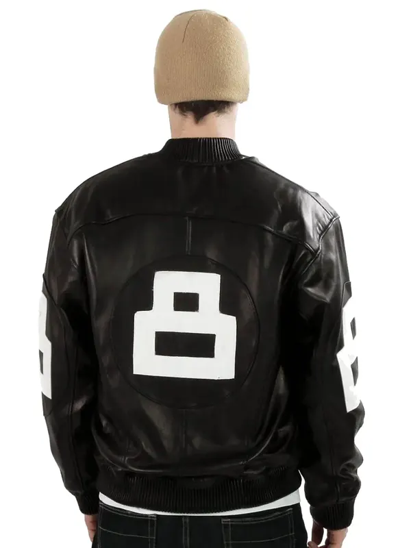 David Puddy Black Seinfeld 8 Ball Jacket Back