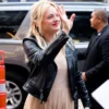 ELISABETH MOSS BLACK LEATHER JACKET