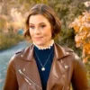 Falling Together 2024 Natalie Calder Brown Leather Jacket