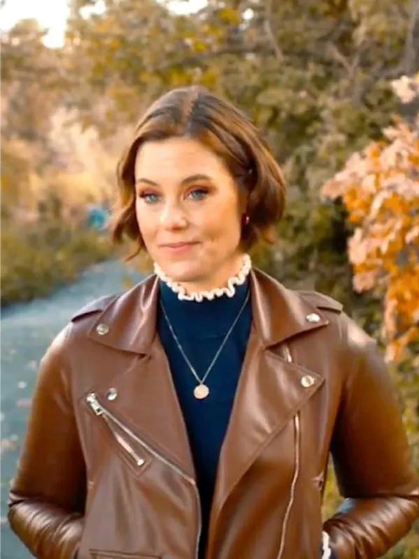 Falling Together 2024 Natalie Calder Brown Leather Jacket