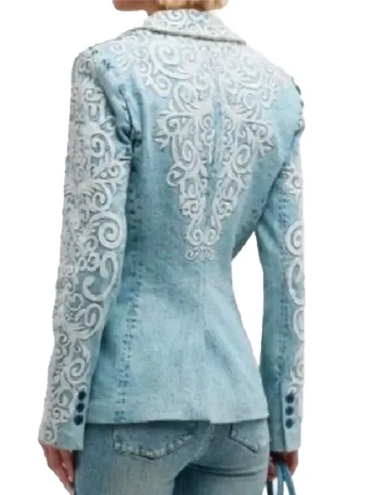 Found S02 Shanola Hampton Denim Blazer Back