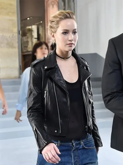 Jennifer Lawrence Leather Black Jacket