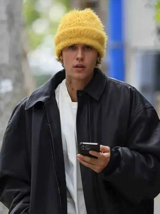 Justin Bieber Black Leather Jacket