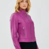 Karina Pink Leather Jacket Women