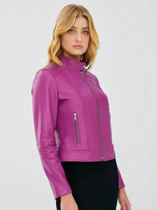 Karina Pink Leather Jacket Women