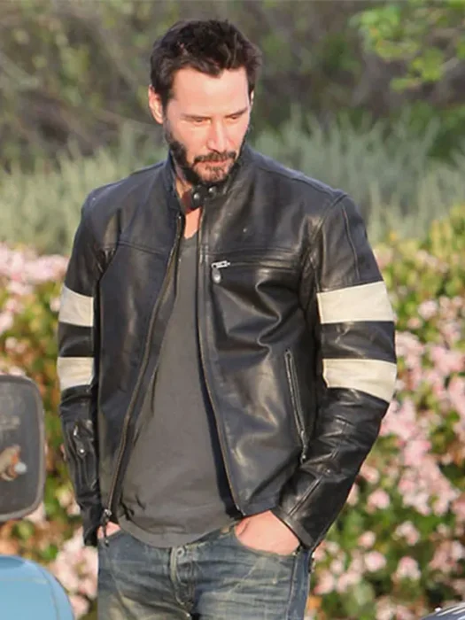 Keanu Reeves Cafe Racer Black Leather Jacket