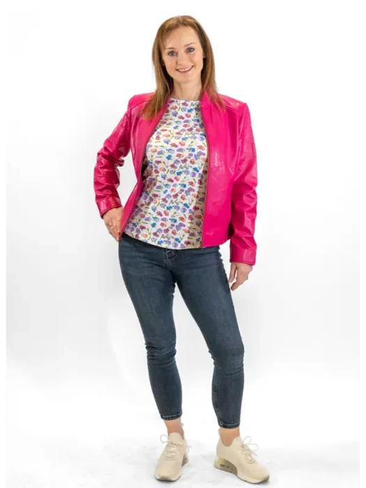 Lambskin Napa Hot Pink leather Jacket