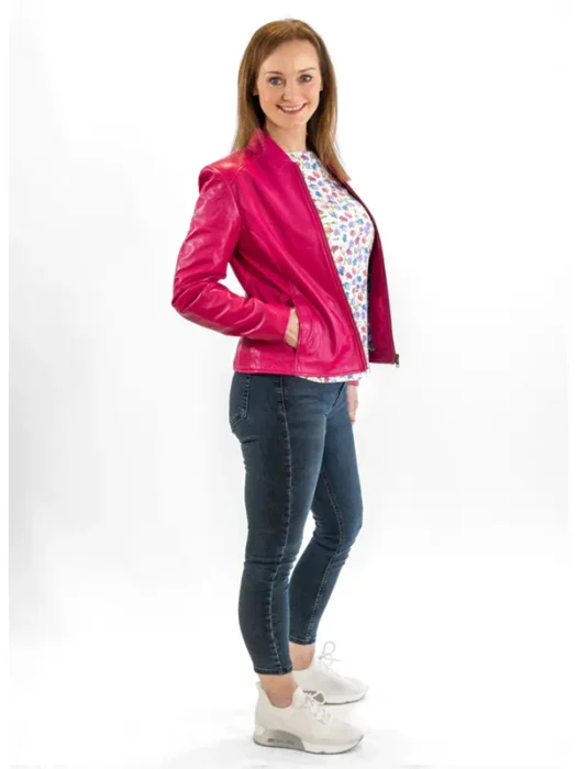 Lambskin Napa leather Jacket – Hot Pink