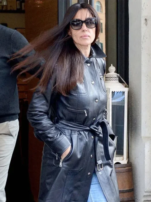 MONICA BELLUCCI LEATHER TRENCH COAT