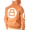 Mens 8 Ball Light-Brown Bomber Leather Jacket Back