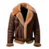 Men’s B3 Lapel Shearling Brown Leather Jacket