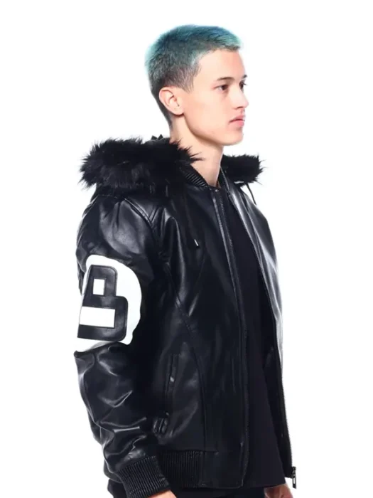 Mens Black 8 Ball Real Leather Jacket