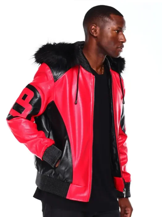 Mens Black Red 8 Ball Hooded Jacket