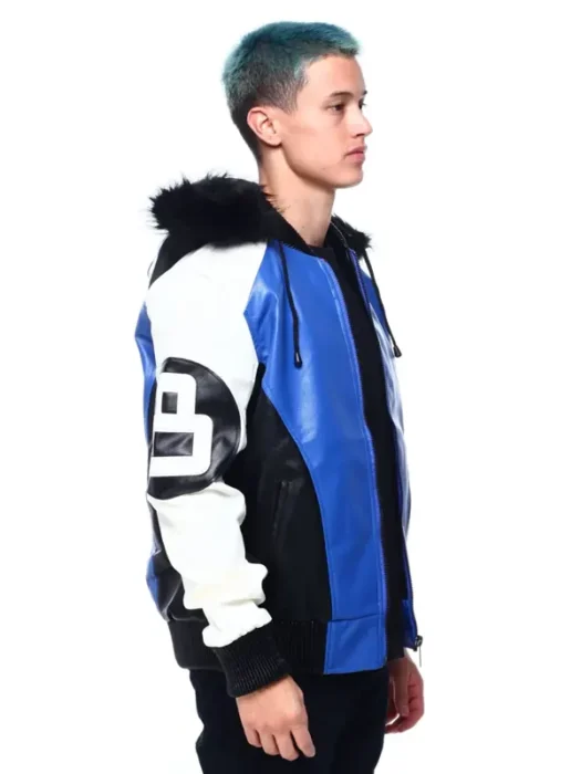Mens Blue 8 Ball Hooded Jacket