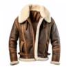 Men’s Brown Aviation Shearling Sheepskin Leather Jacket