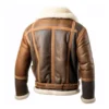 Men’s Brown Aviation Shearling Sheepskin Leather Jacket Back
