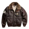 Men’s Shearling Collar Vintage Aviator Leather Jacket