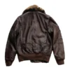 Men’s Shearling Collar Vintage Aviator Leather Jacket Back