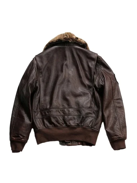 Men’s Shearling Collar Vintage Aviator Leather Jacket Back