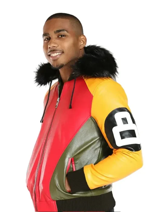 Men’s Tri Color 8 Ball Leather Jacket