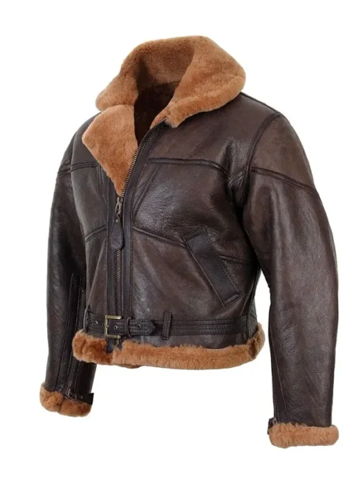 Nicolas Cage Shearling Winter Flying Fur Collar Jacket