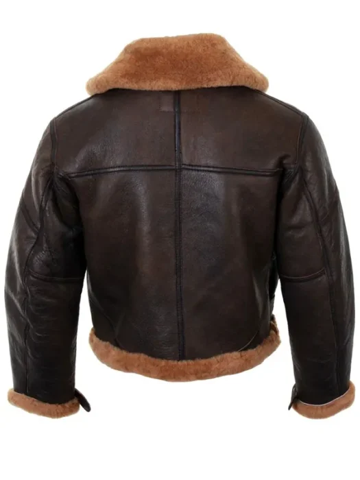 Nicolas Cage Shearling Winter Flying Fur Collar Jacket Back