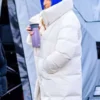 Office Romance Jennifer Lopez White Puffer Coat