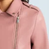 Pink Faux Biker Leather Jacket