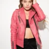 Quilted Pink Leather Motorcycle Jacket