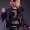 RITA ORA BLACK LEATHER JACKET
