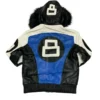 Robert Phillipe Blue 8 Ball Jacket with Fur Hood Back
