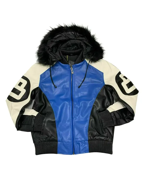 Robert Phillipe Blue 8 Ball Jacket with Fur Hood
