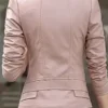 Stylish Streetwear Leather Skirt Pink Jacket Back