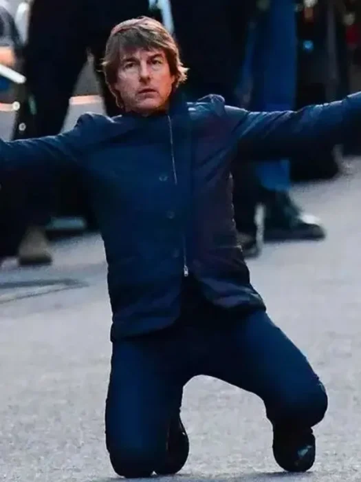 Tom Cruise Mission Impossible 8 Ethan Hunt Blue Jacket