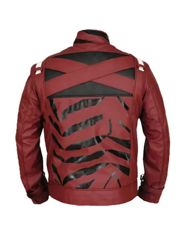 Travis Strikes Again Maroon Leather Jacket Back