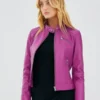 Women Karina Pink Leather Jacket