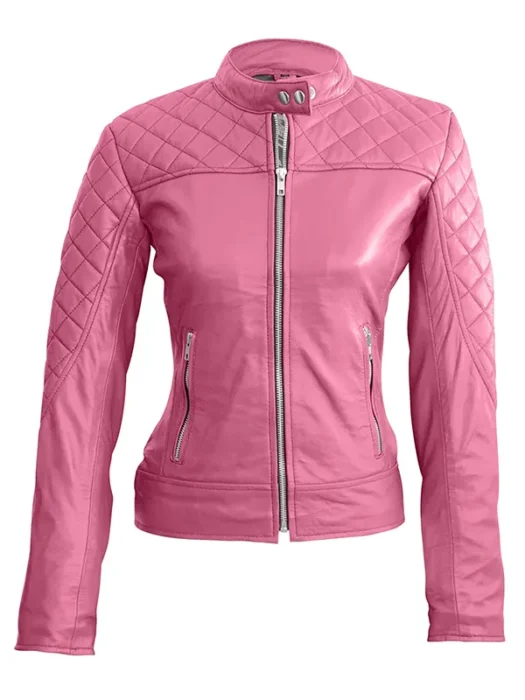 Women Pink Quilted Genuine Jacket
