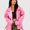 Women Super Oversized Belted Biker Jacket