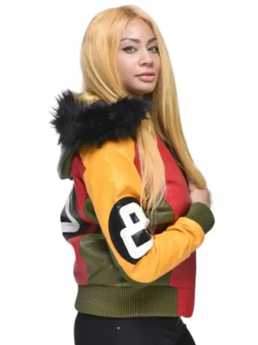 Womens 8 Ball Bomber Leather Jacket