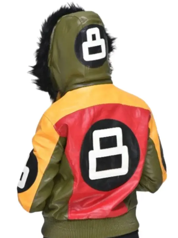 Womens 8 Ball Bomber Leather Jacket Back