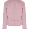 Womens Pink Suede Leather Biker Jacket Back