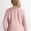 Womens Pink Suedette Biker Jacket Back