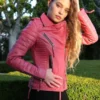 Womens Quilted Pink Leather Jacket