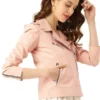 Womens Solid Full Sleeve Biker Jacket