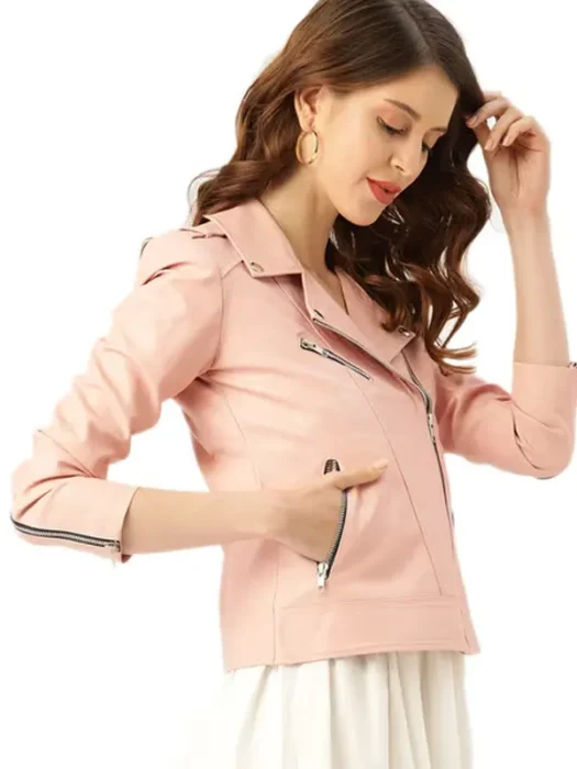 Womens Solid Full Sleeve Biker Jacket