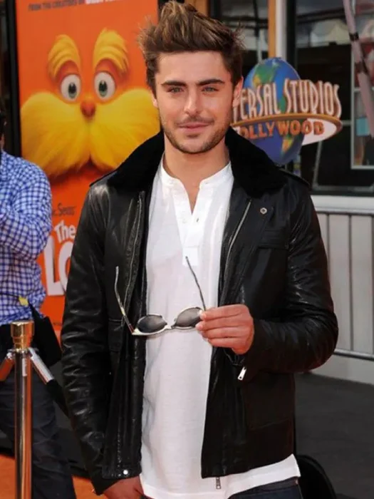 Zac Efron Black Leather Jacket