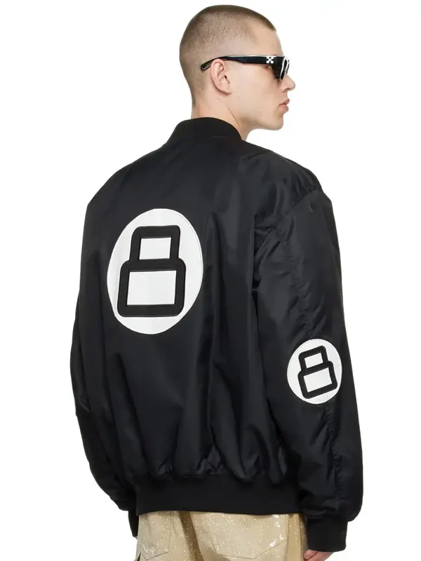 8 Ball Black Nylon Bomber Jacket Back