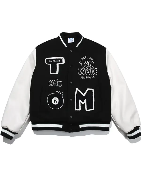 Black Timcomix 8 Ball Varsity Jacket