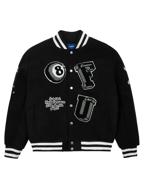 Fusionism 8 Ball Black Varsity Jacket